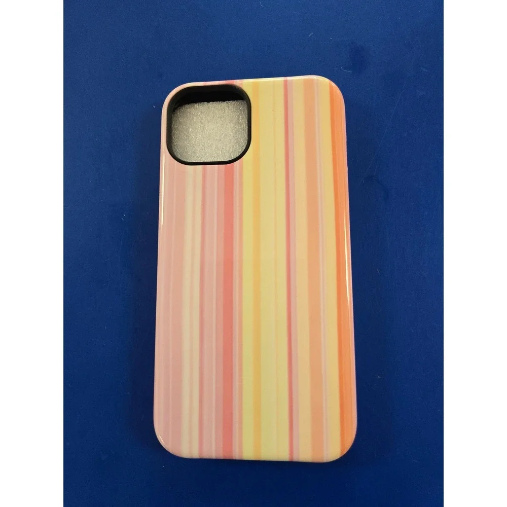 iPhone 13 Case Rainbow Striped Phone Case for, Pink, Yellow & Orange NEW